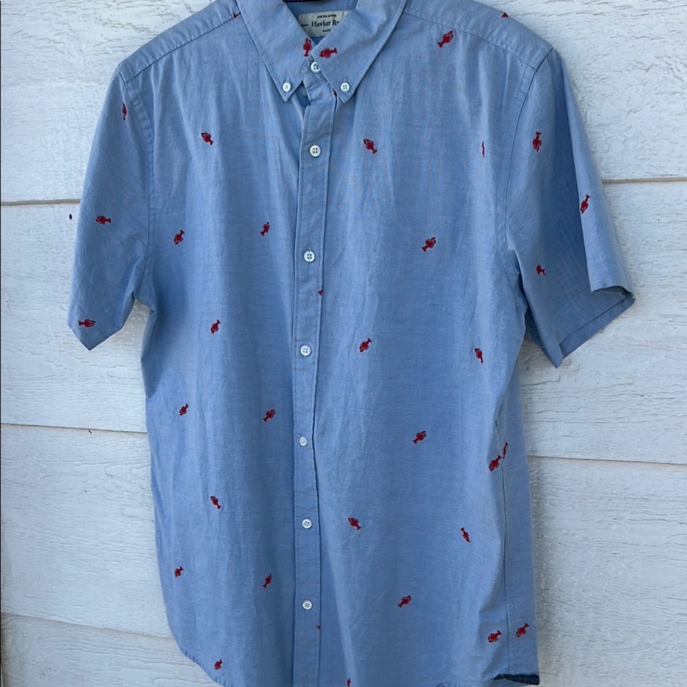 Men's Blue Shirt with Red Accents